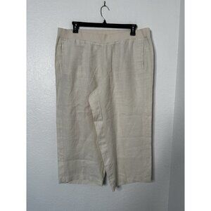 J. Jill Love Linen Womens Ivory Capri Wide Leg Crop Pants Size XL